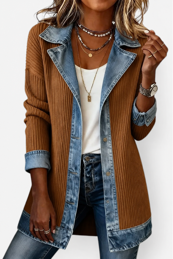 Brielle – Denim Trim Cotton Cardigan