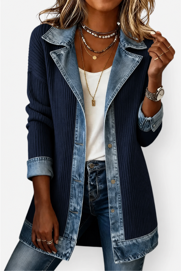 Brielle – Denim Trim Cotton Cardigan
