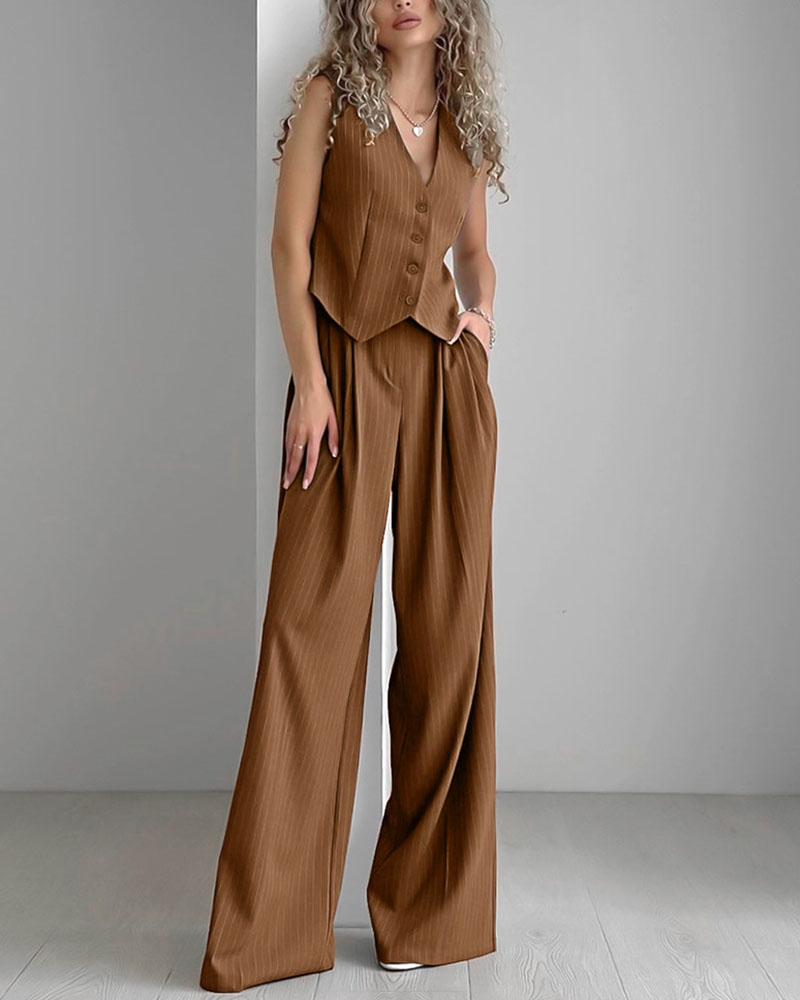 Grace - Pinstriped Vest and Trousers Set