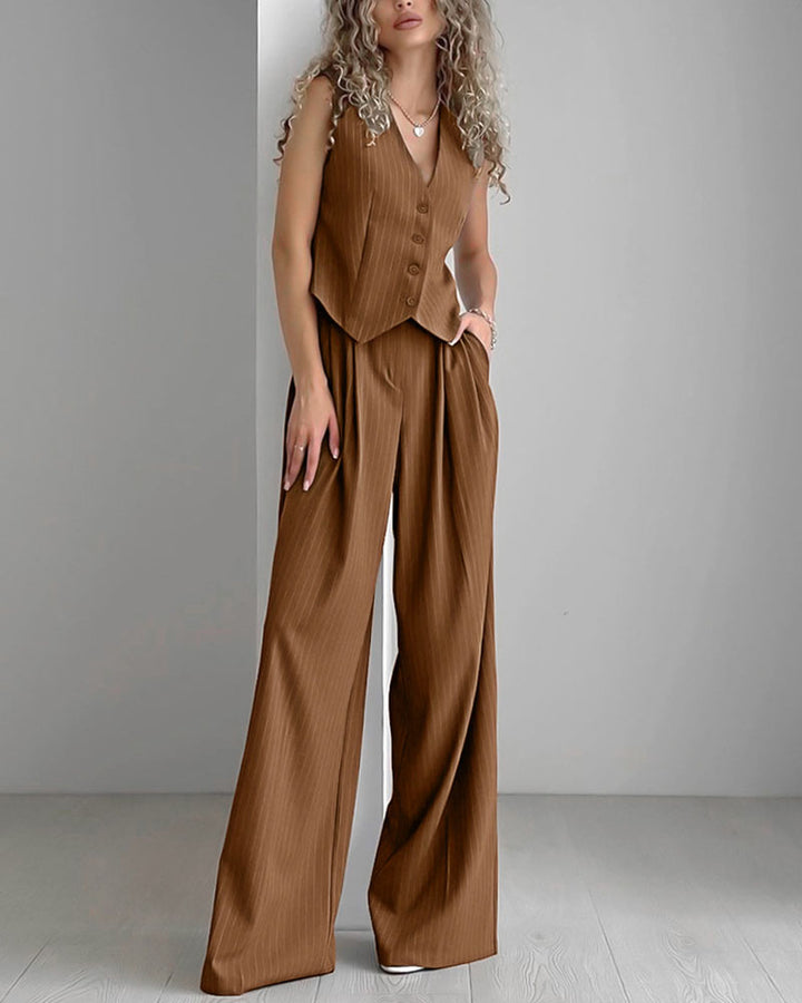 Grace - Pinstriped Vest and Trousers Set