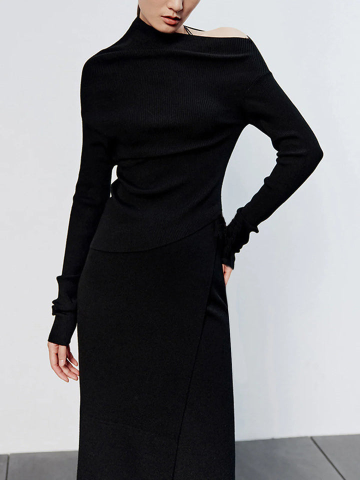 Mira Asymmetric Caramel Knit Top