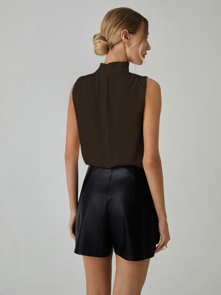 Ava Pleated High Neck Blouse