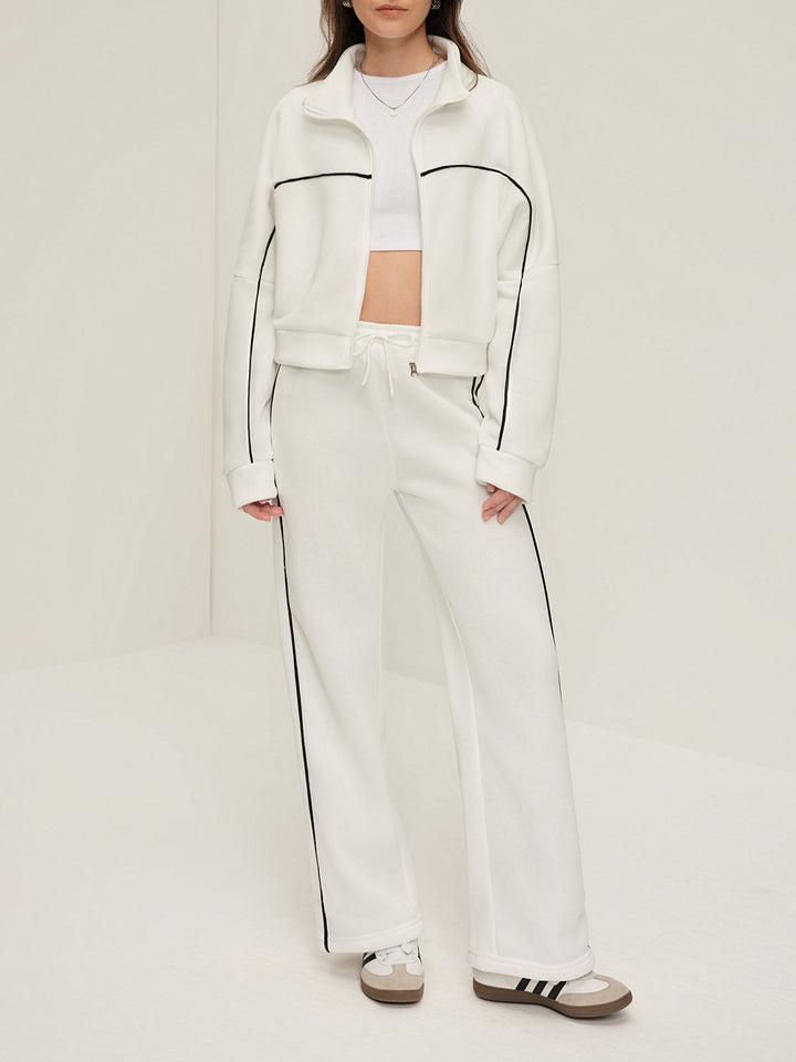 Vivara Contrast Trim Zipper Pants Set