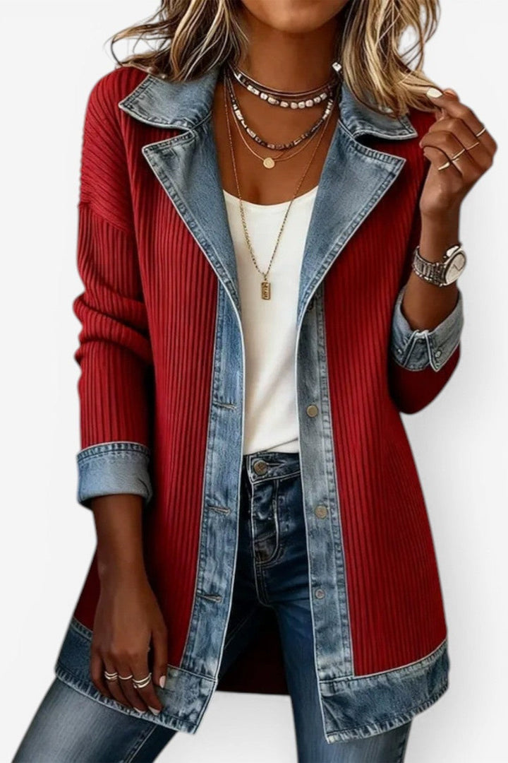 Brielle – Denim Trim Cotton Cardigan