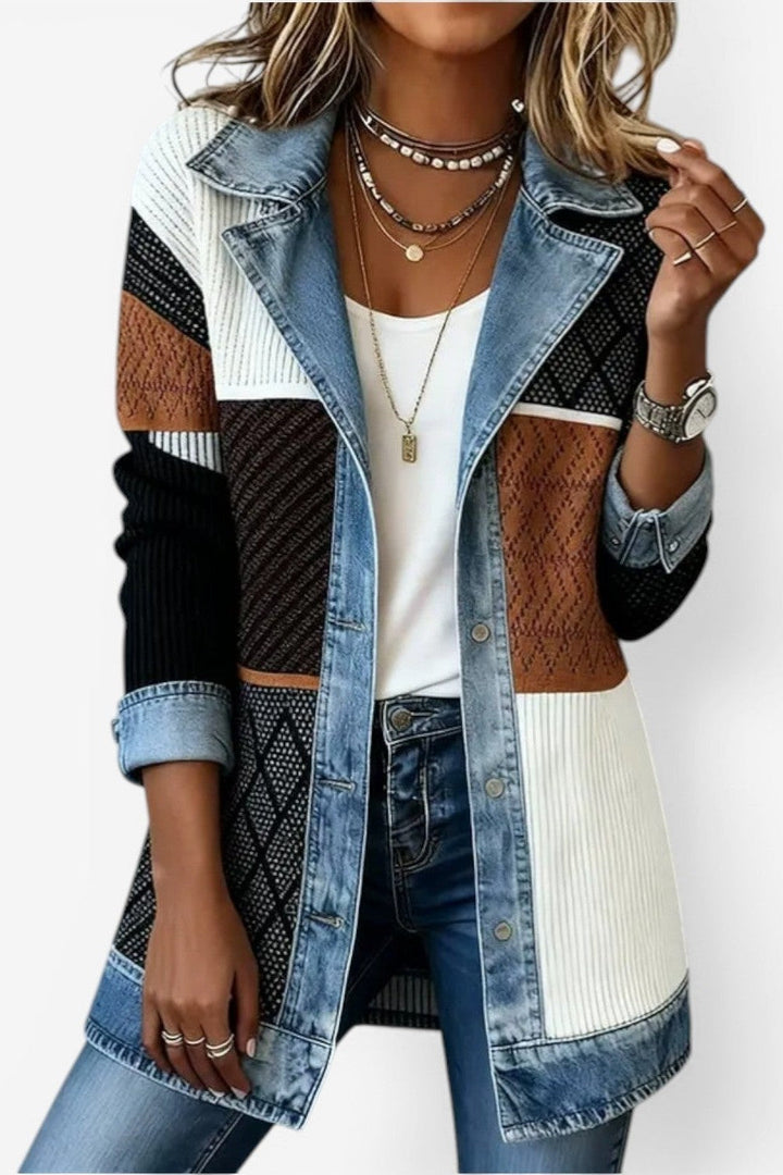 Brielle – Denim Trim Cotton Cardigan