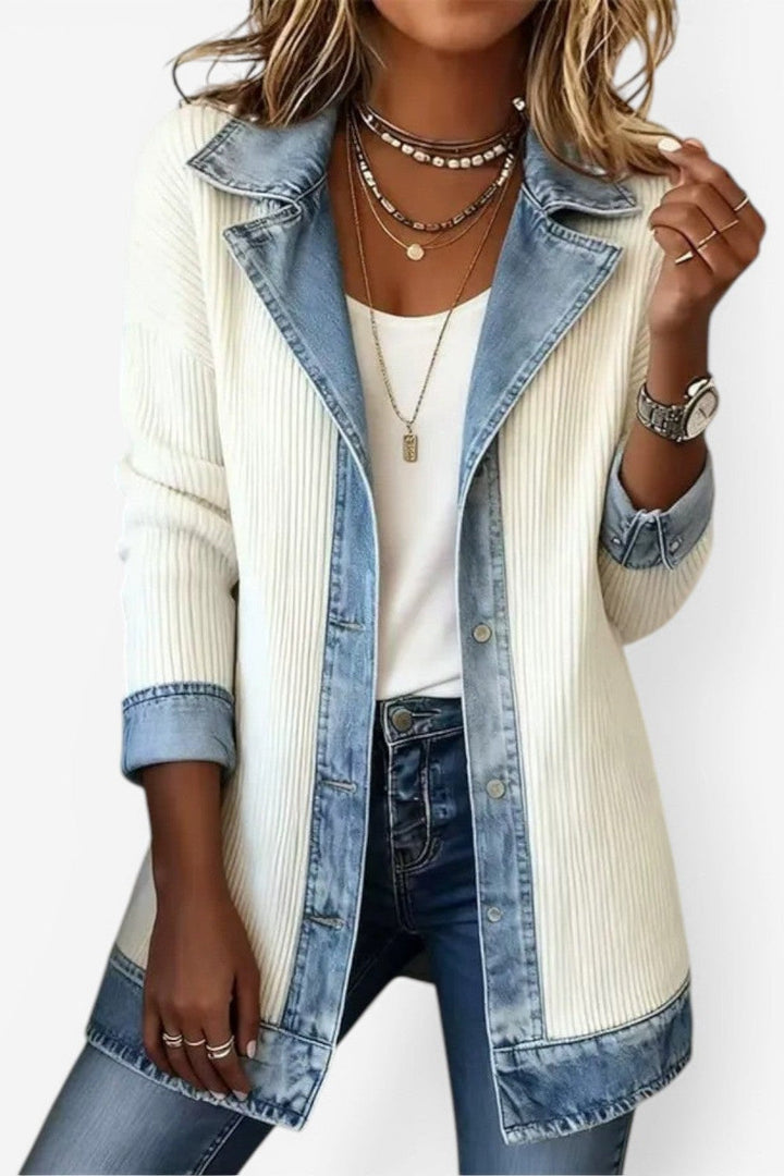 Brielle – Denim Trim Cotton Cardigan