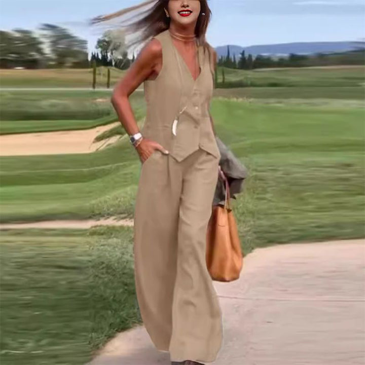 Luna - Versatile Linen Vest and Pants Set